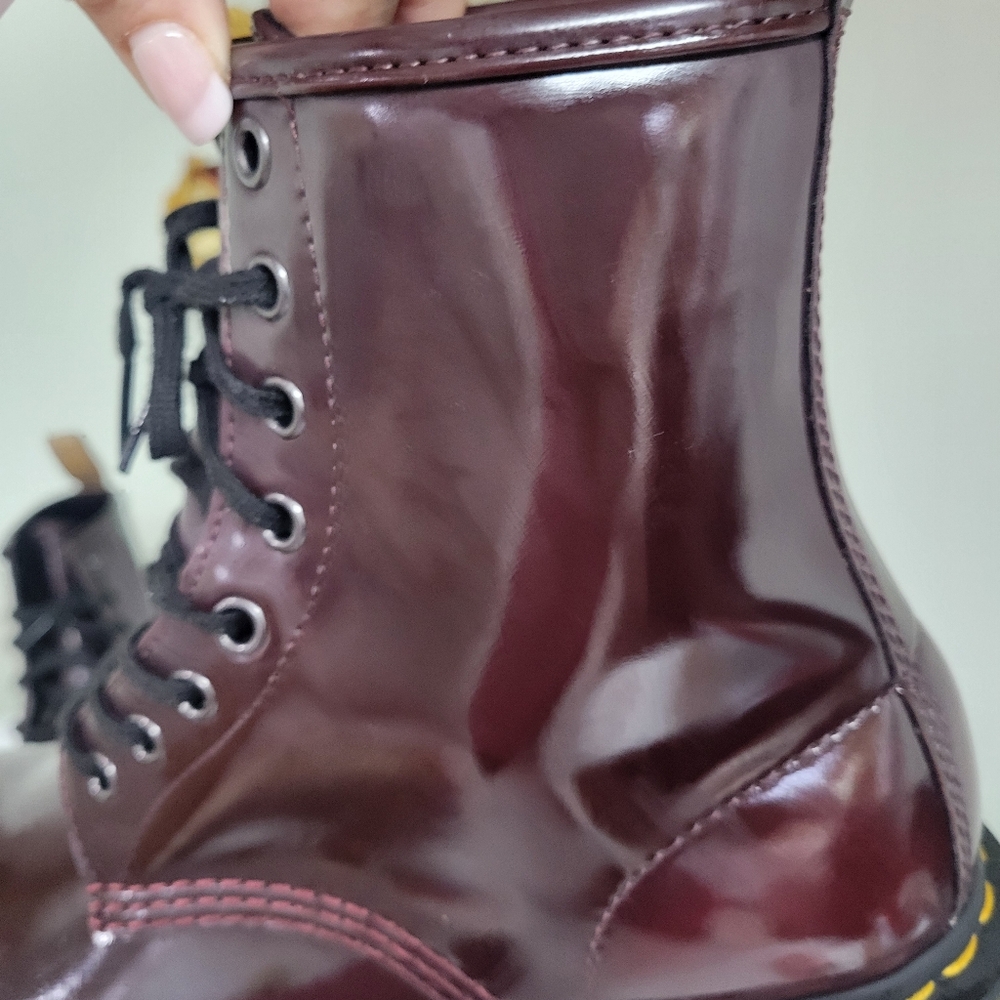 NWT Dr. Martens 1460 Lace Up Vegan 7 Cherry Red Combat Boots - Picture 9 of 12
